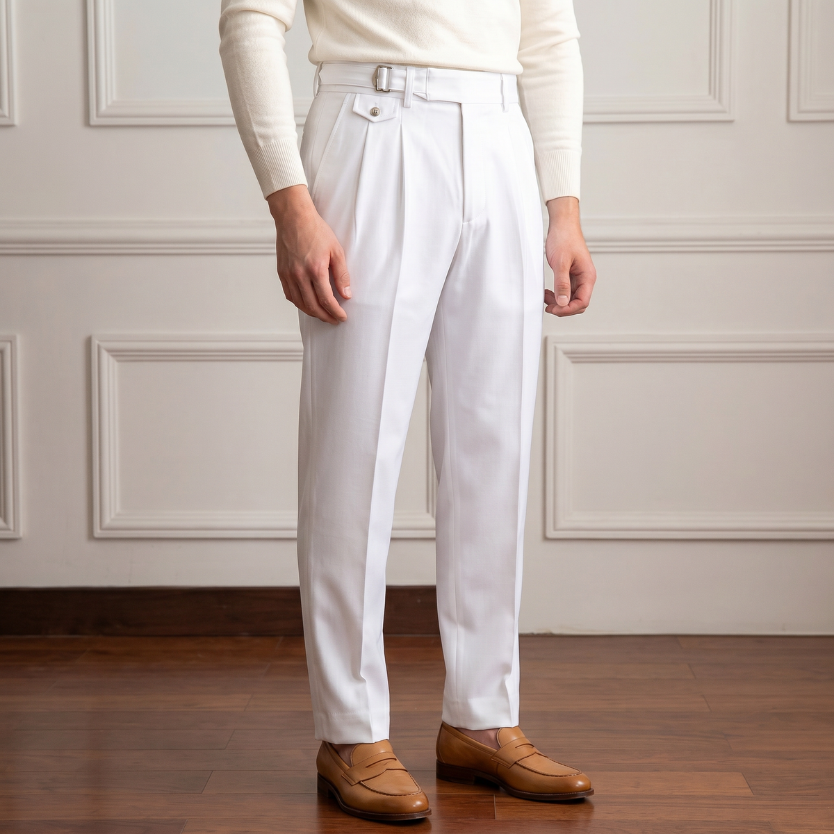 Men's Gurkha Trousers | Double-Buckle Waist & Stretch Comfort 8