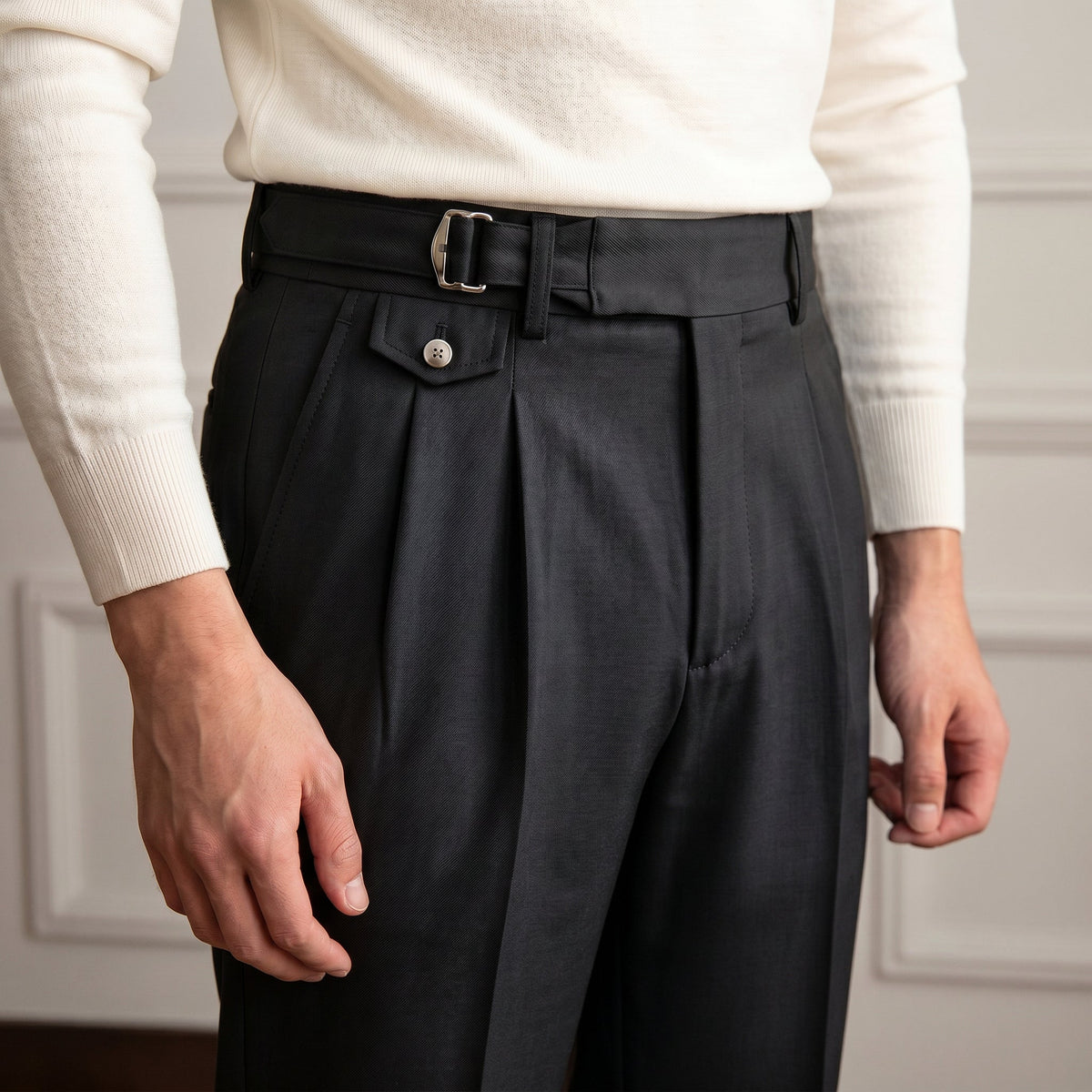 Men's Gurkha Trousers | Double-Buckle Waist & Stretch Comfort 2