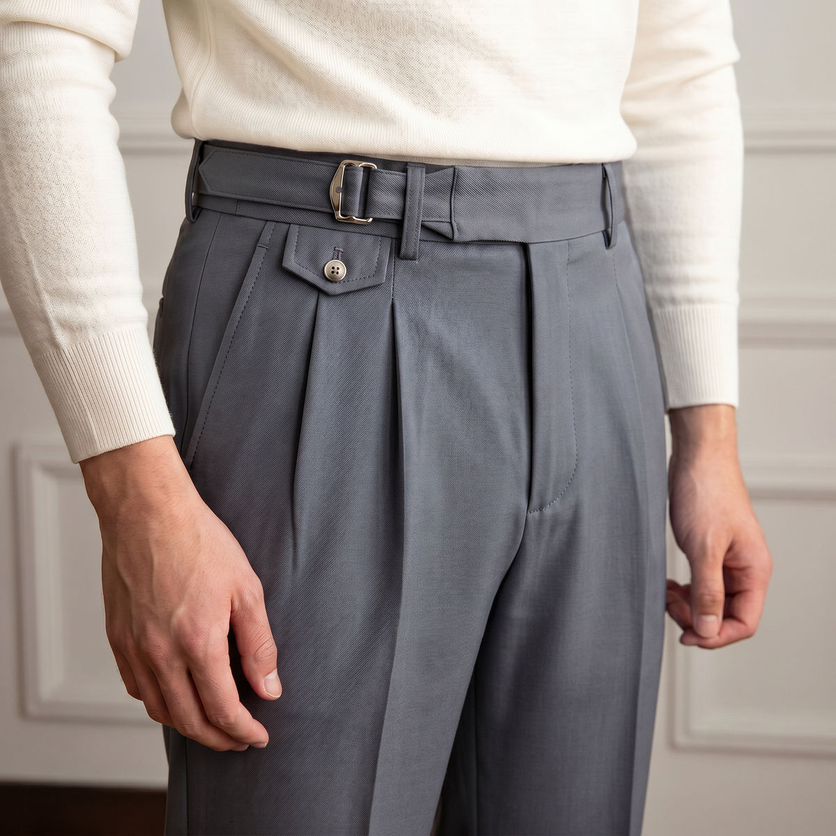 Men's Gurkha Trousers | Double-Buckle Waist & Stretch Comfort 3
