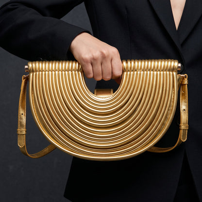 Women's Ribbed Handbag | Sculptural Design & Crossbody Strap 7