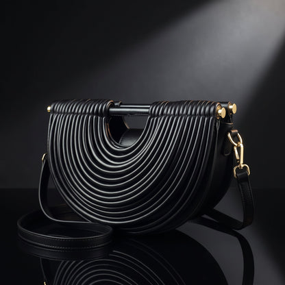 Women's Ribbed Handbag | Sculptural Design & Crossbody Strap 4