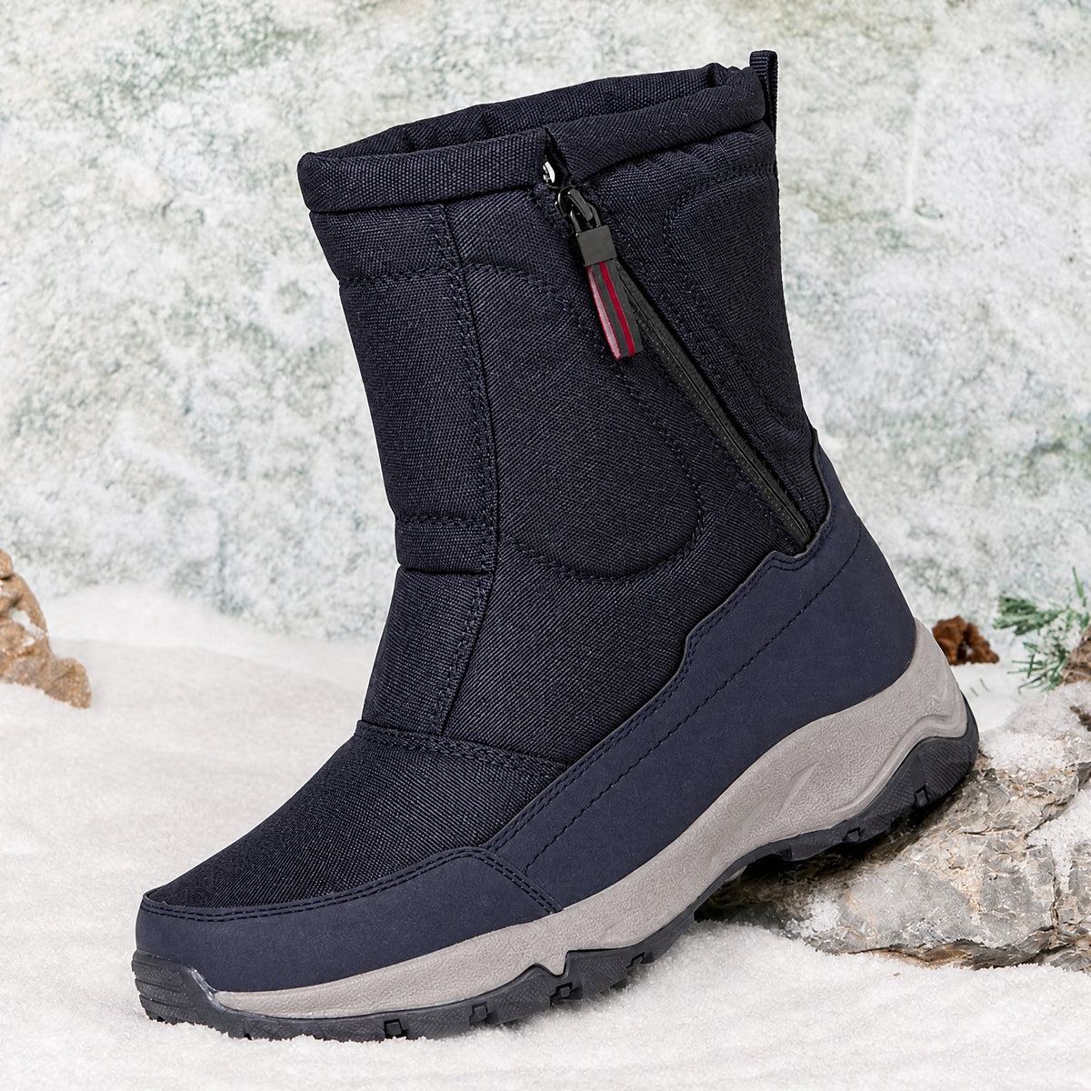 Marcus - Men's Waterproof Non-Slip Snow Boots with Side Zip Closure - Boots - Dark Blue - Davies & Cooper