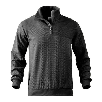 Men's Cable Knit Sweater Quarter-Zip Pullover