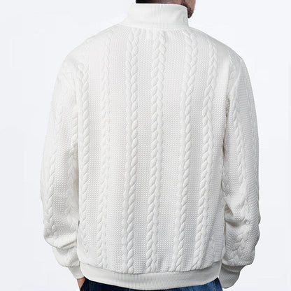 Men's Cable Knit Sweater Quarter-Zip Pullover