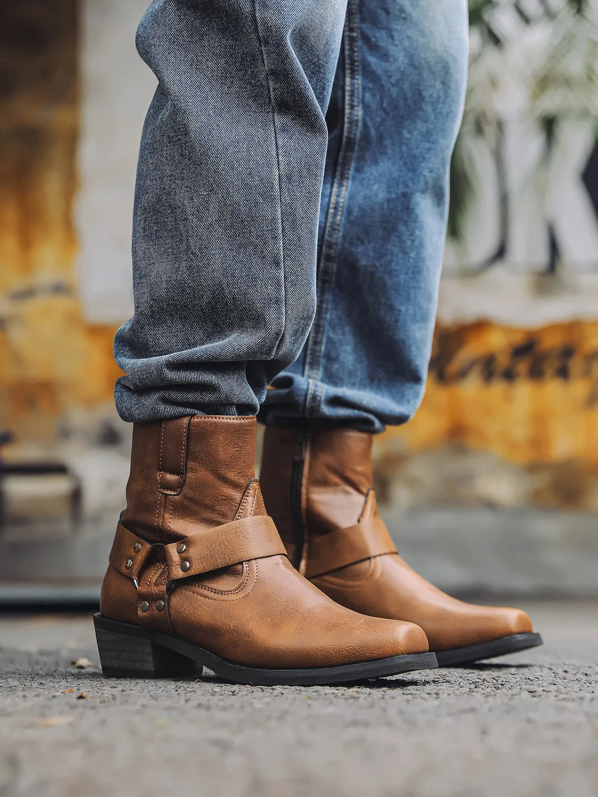 Men's Cowboy Boots | Harness Strap & Side Zip 2