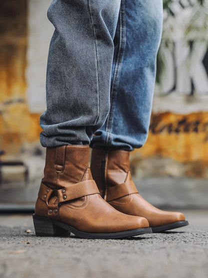 Men's Cowboy Boots | Harness Strap & Side Zip 2