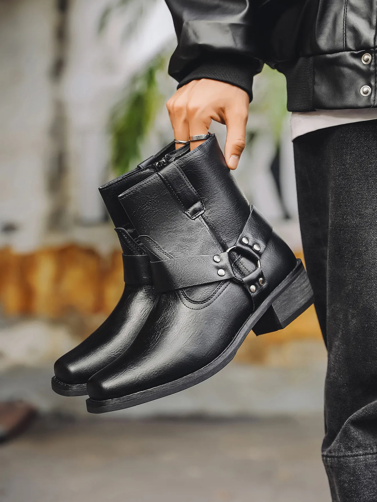 Men's Cowboy Boots | Harness Strap & Side Zip 5