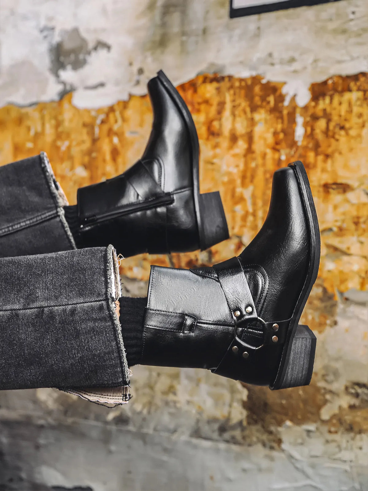 Men's Cowboy Boots | Harness Strap & Side Zip 6