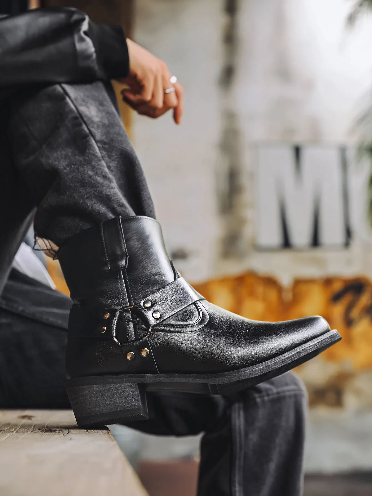 Men's Cowboy Boots | Harness Strap & Side Zip 7