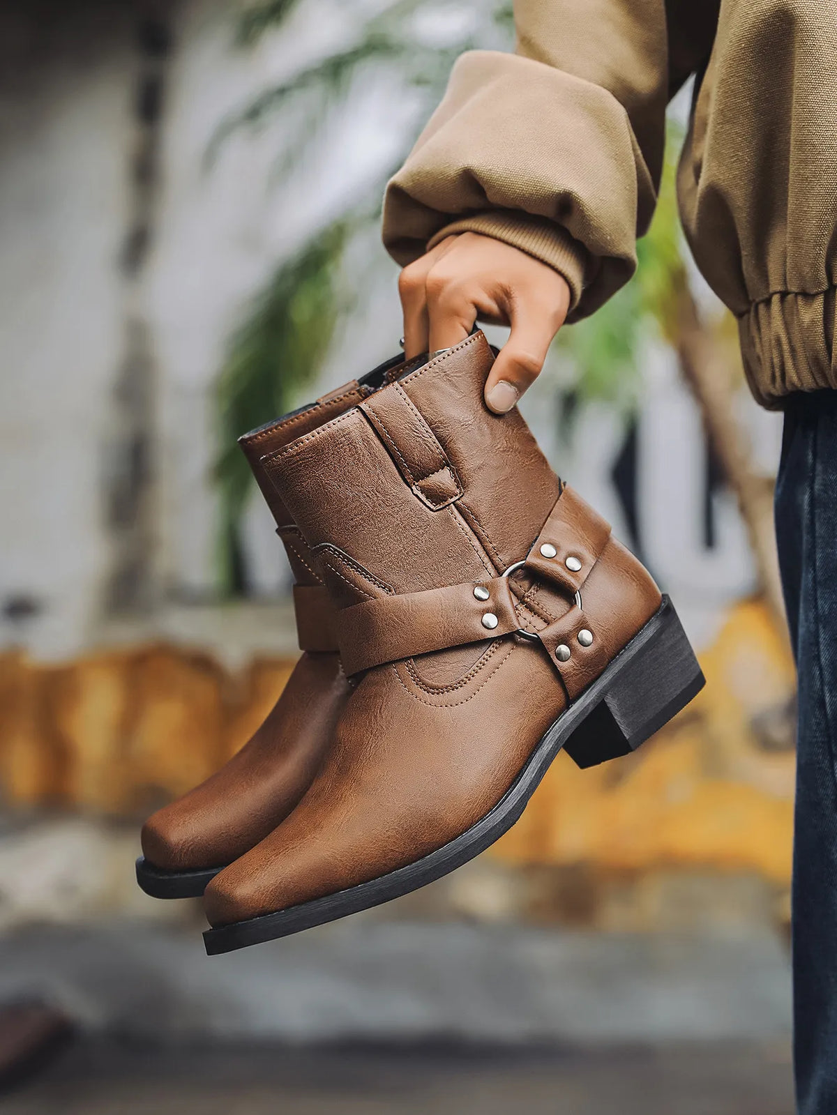 Men's Cowboy Boots | Harness Strap & Side Zip 1