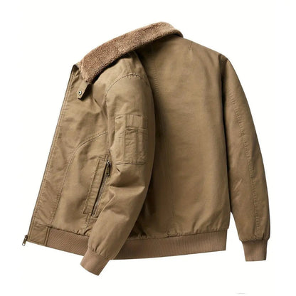 Men's Sherpa Collar Bomber Jacket Zip Front
