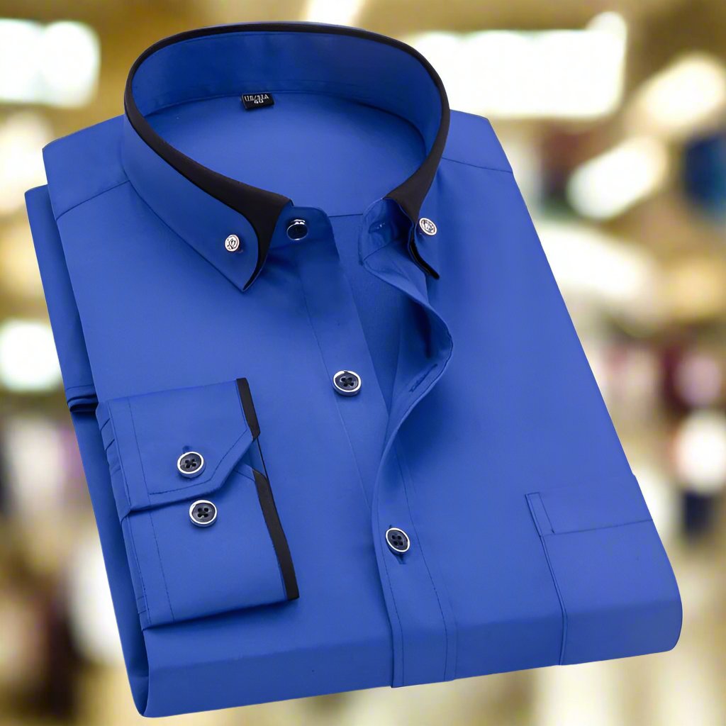 Men's Shirt | Contrast Collar & Slim Fit 6