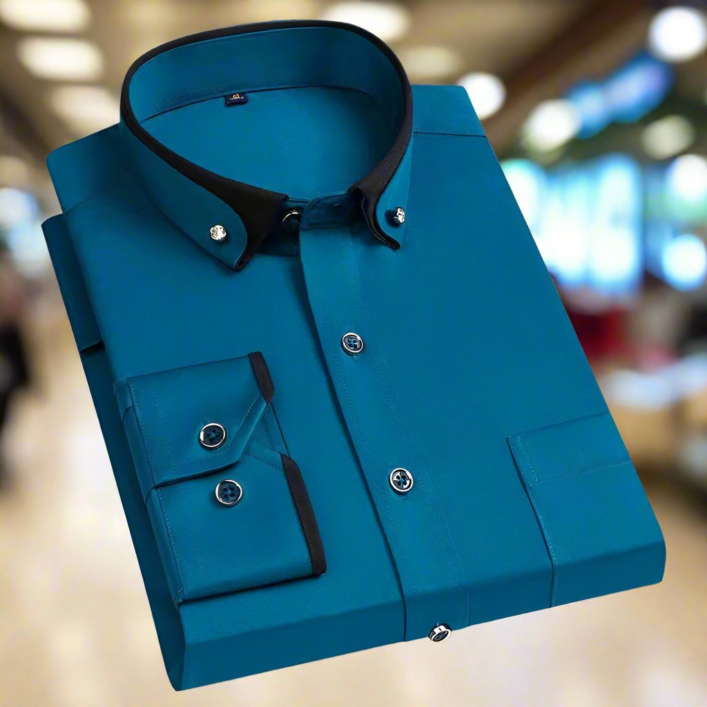 Men's Shirt | Contrast Collar & Slim Fit 7