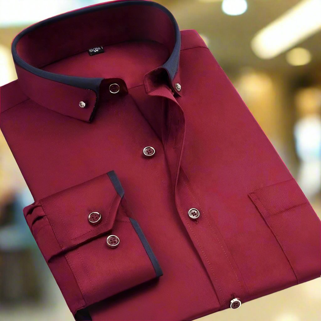 Men's Shirt | Contrast Collar & Slim Fit 3