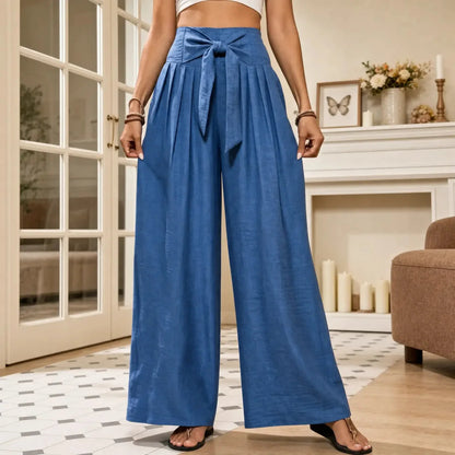 Women's Wide Leg Pants | Tie Front & High Waisted 1
