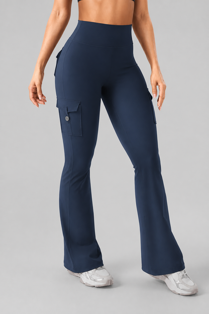 Women's High-Waisted Flare Leggings | Ruched Shaping & Side Pockets 19