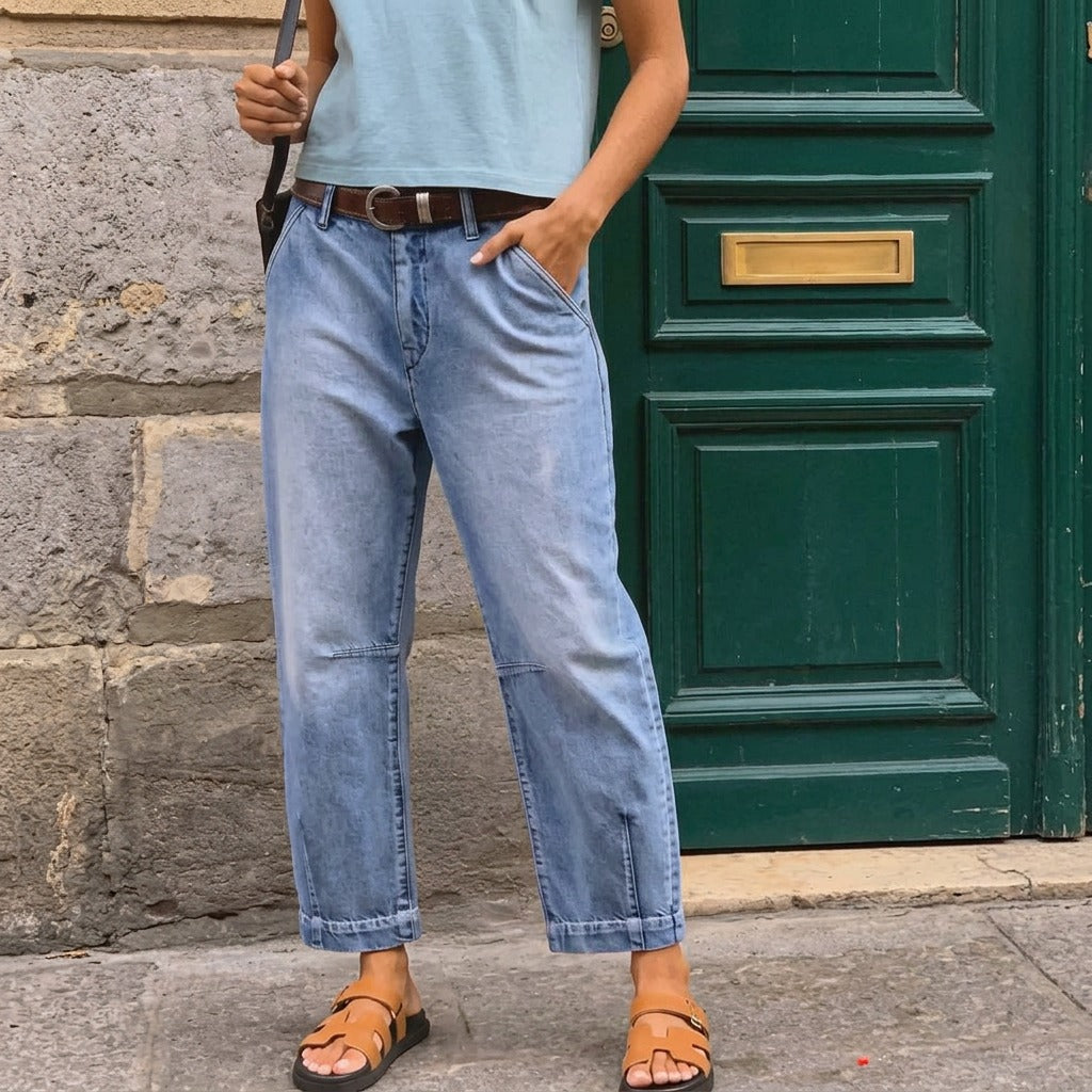 Women's Cropped Barrel Jeans | High-Waisted & Leg-Lengthening 1