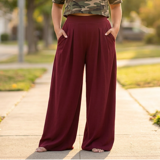 Women's Palazzo Pants | Pleated Wide Leg & Contoured Waist 1