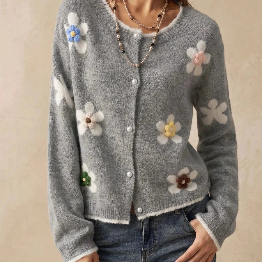 Women's Floral Appliqué Cardigan | Cropped & Warm 13