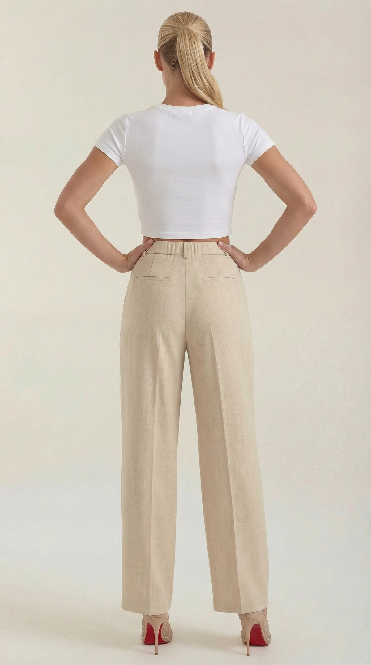 Women's High Rise Plissé Trousers | Wide Leg & Elegant Fit 8