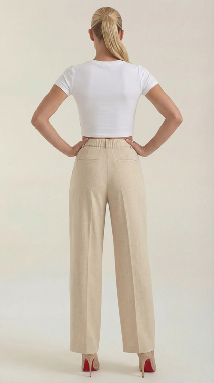 Women's High Rise Plissé Trousers | Wide Leg & Elegant Fit 8