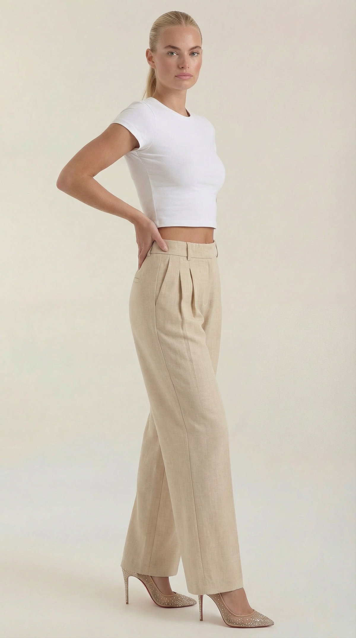 Women's High Rise Plissé Trousers | Wide Leg & Elegant Fit 6