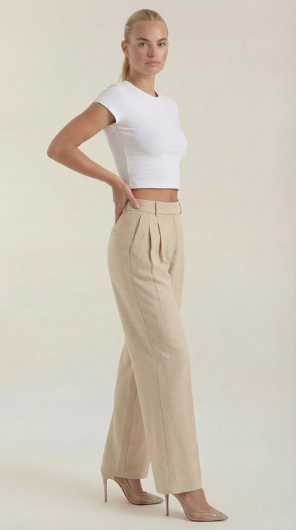 Women's High Rise Plissé Trousers | Wide Leg & Elegant Fit 6