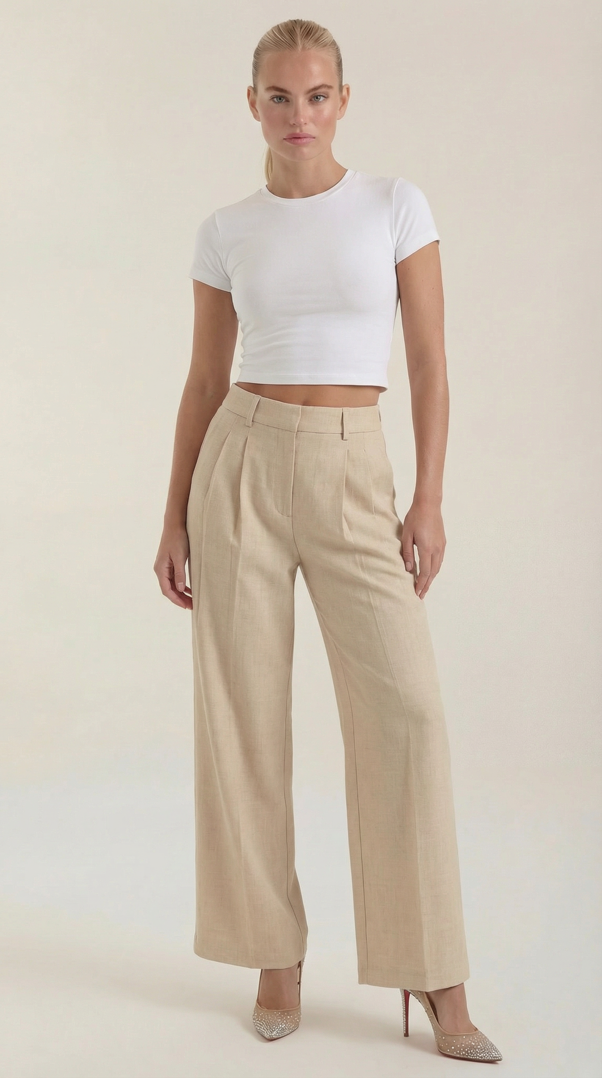 Women's High Rise Plissé Trousers | Wide Leg & Elegant Fit 1