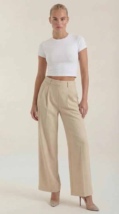 Women's High Rise Plissé Trousers | Wide Leg & Elegant Fit 1