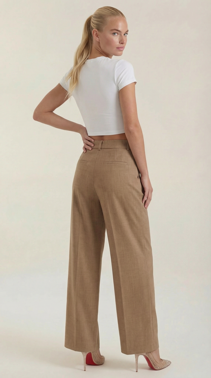 Women's High Rise Plissé Trousers | Wide Leg & Elegant Fit 11