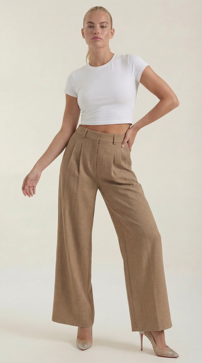 Women's High Rise Plissé Trousers | Wide Leg & Elegant Fit 2