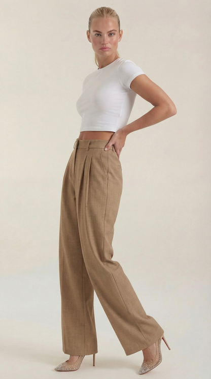 Women's High Rise Plissé Trousers | Wide Leg & Elegant Fit 10