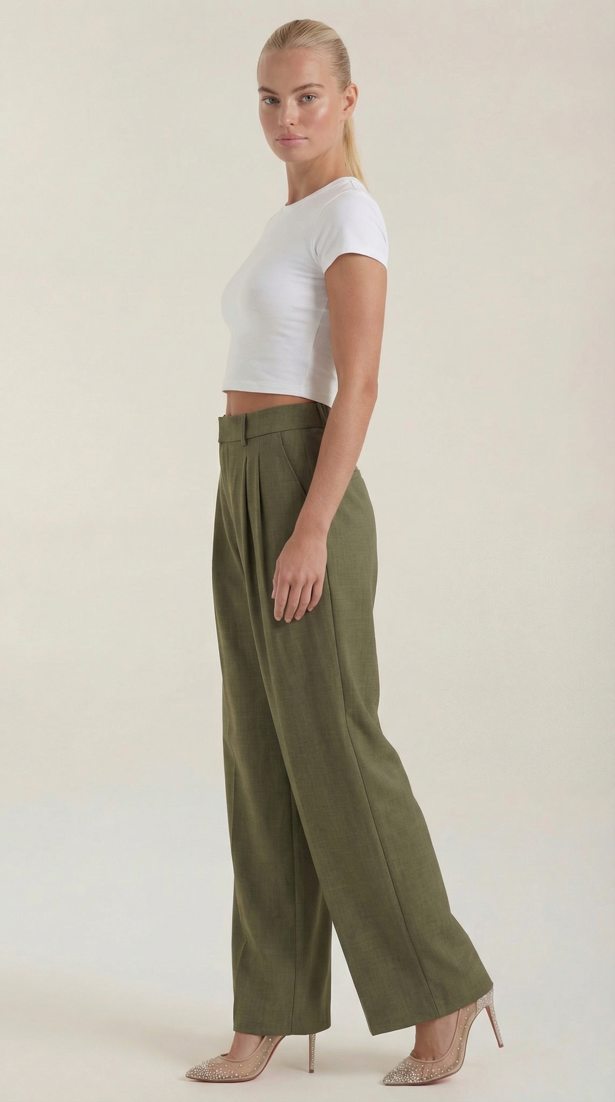 Women's High Rise Plissé Trousers | Wide Leg & Elegant Fit 22