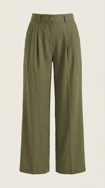 Women's High Rise Plissé Trousers | Wide Leg & Elegant Fit 25