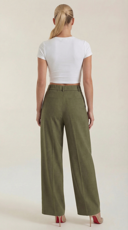Women's High Rise Plissé Trousers | Wide Leg & Elegant Fit 24