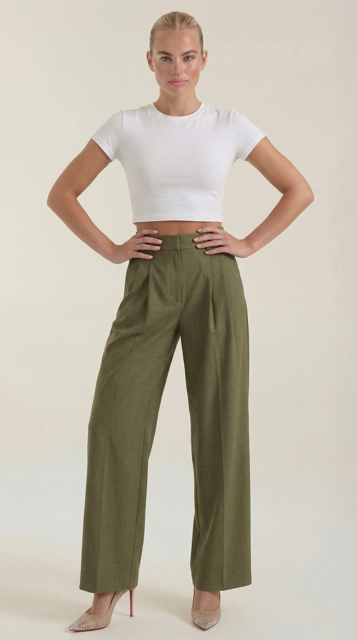 Women's High Rise Plissé Trousers | Wide Leg & Elegant Fit 5