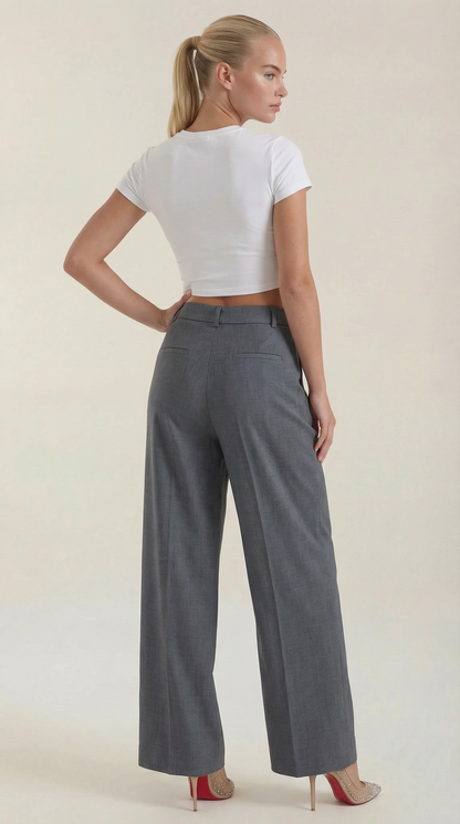 Women's High Rise Plissé Trousers | Wide Leg & Elegant Fit 20