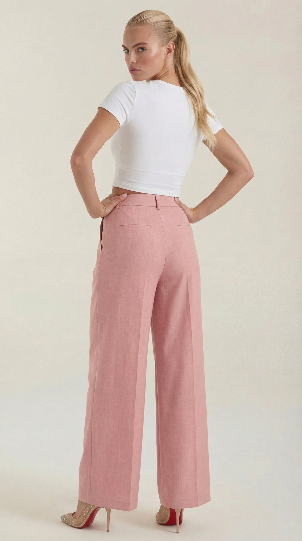 Women's High Rise Plissé Trousers | Wide Leg & Elegant Fit 15