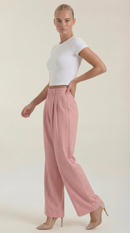 Women's High Rise Plissé Trousers | Wide Leg & Elegant Fit 14