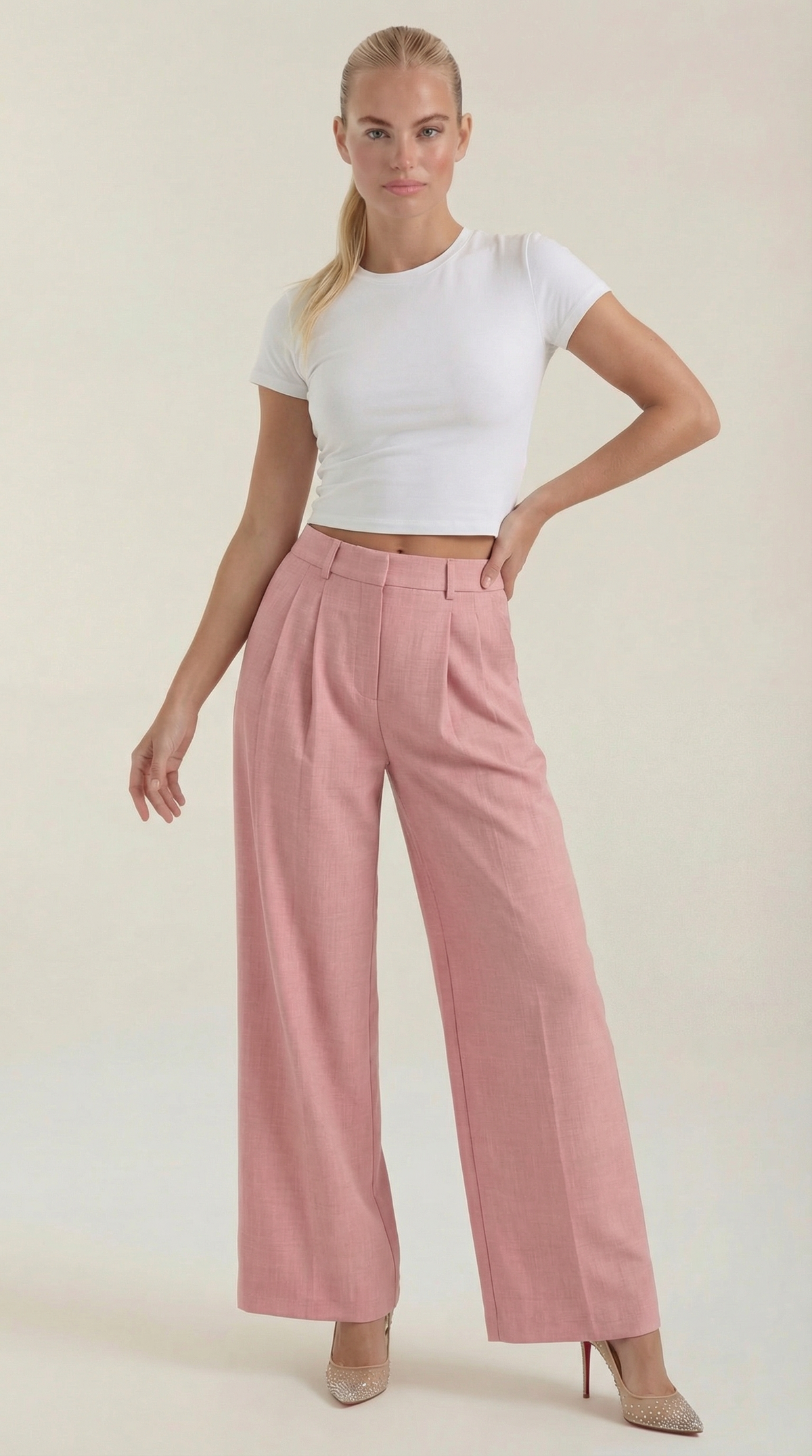 Women's High Rise Plissé Trousers | Wide Leg & Elegant Fit 3