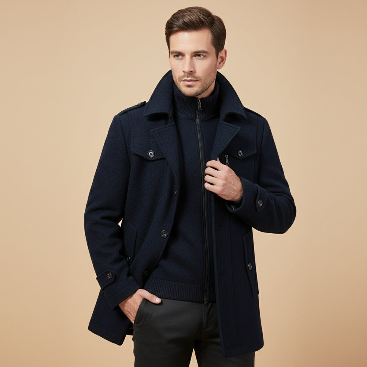 Men's Elegant Winter Wool Blend Coat