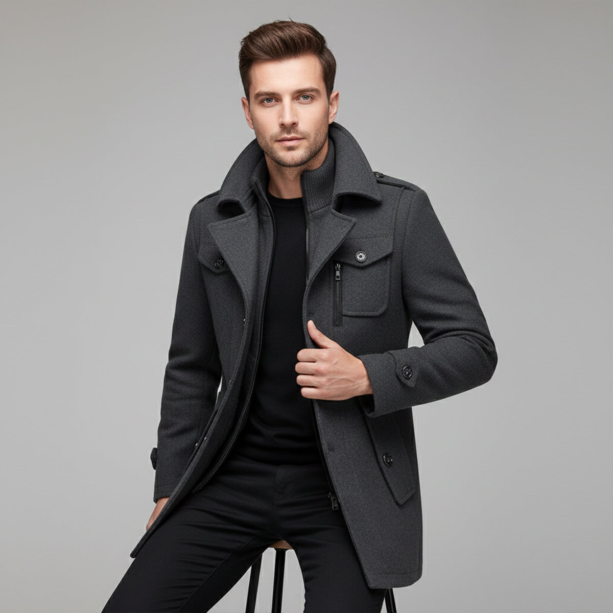 Men's Elegant Winter Wool Blend Coat