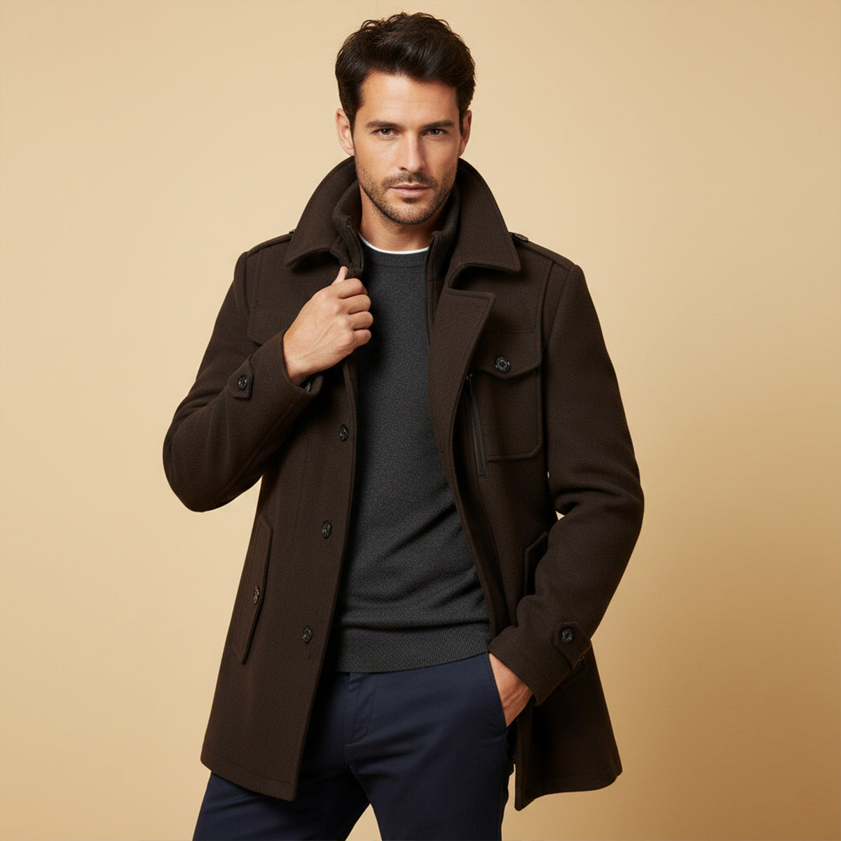 Men's Elegant Winter Wool Blend Coat