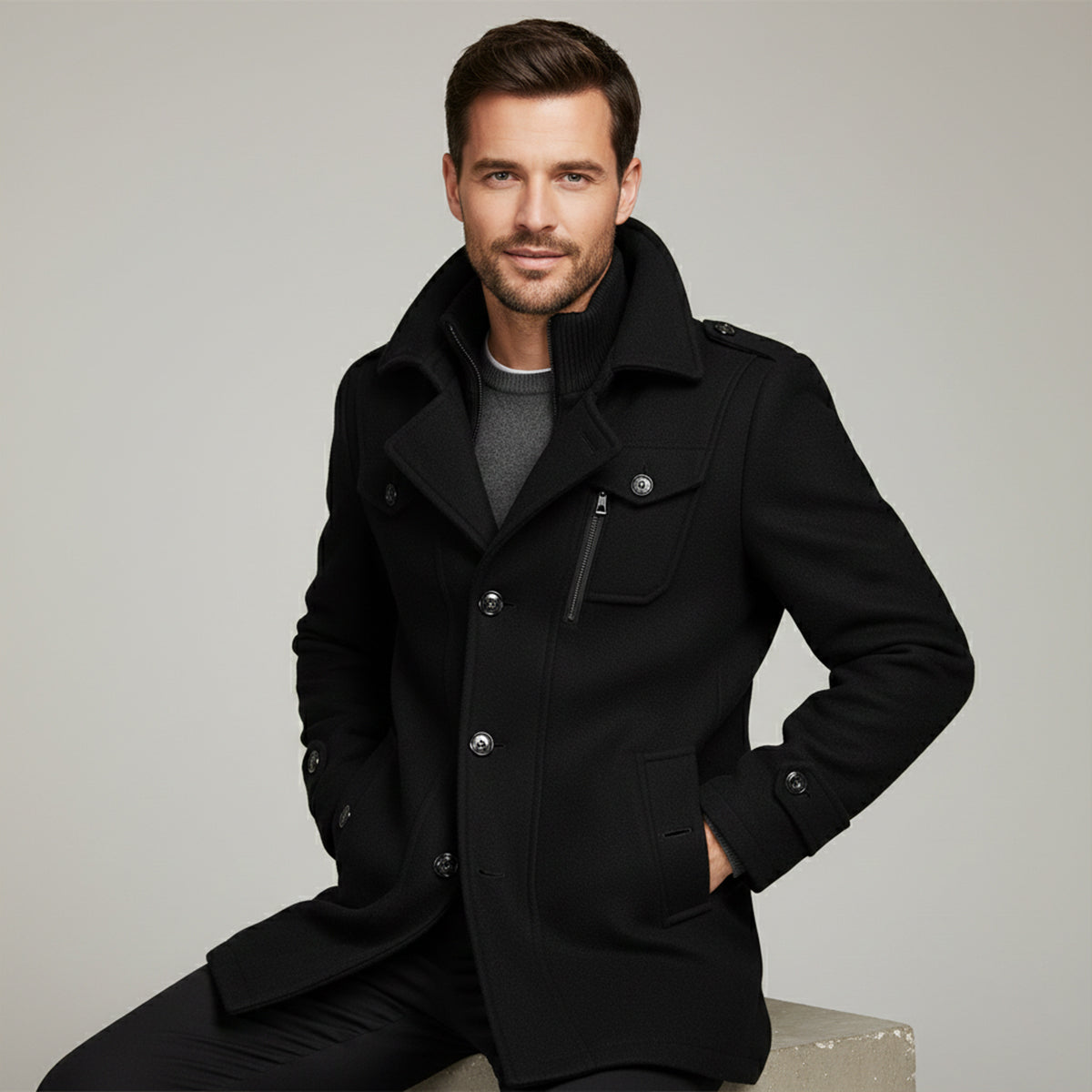 Men's Elegant Winter Wool Blend Coat