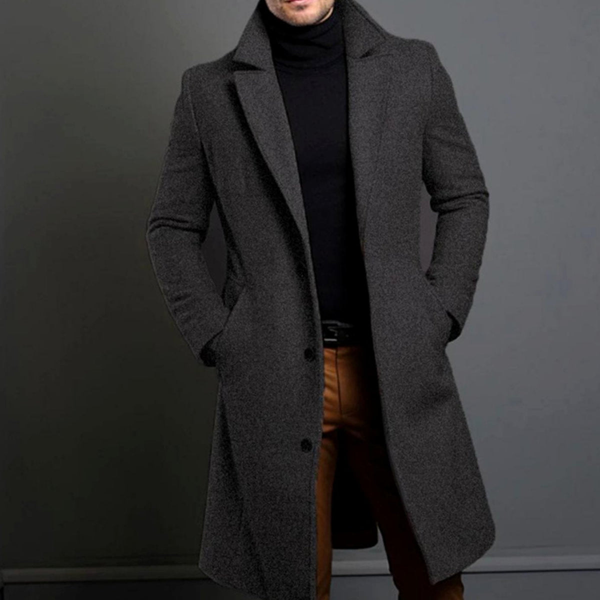 Silas | Men's Slim-Fit Single-Breasted Long Winter Coat