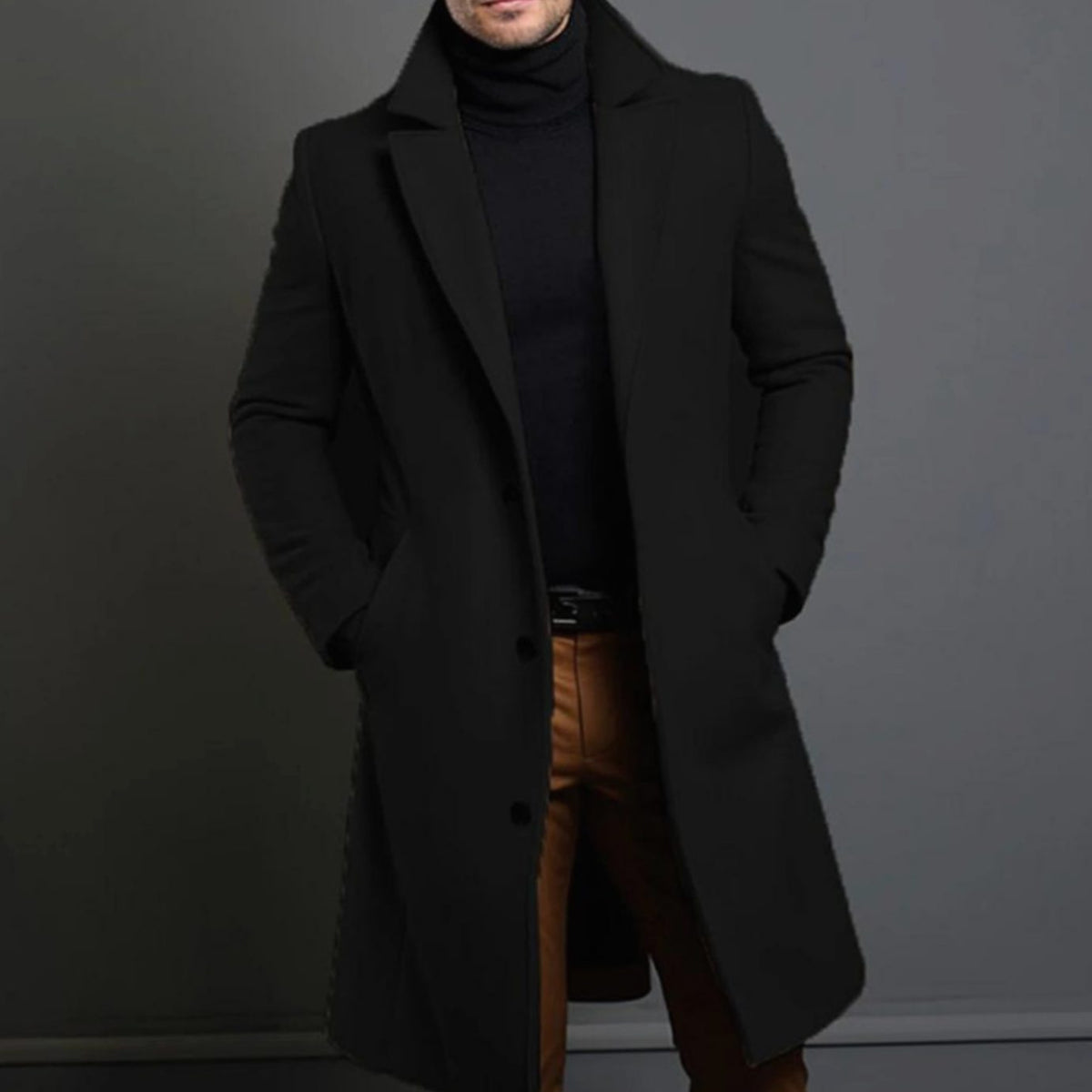 Silas | Men's Slim-Fit Single-Breasted Long Winter Coat
