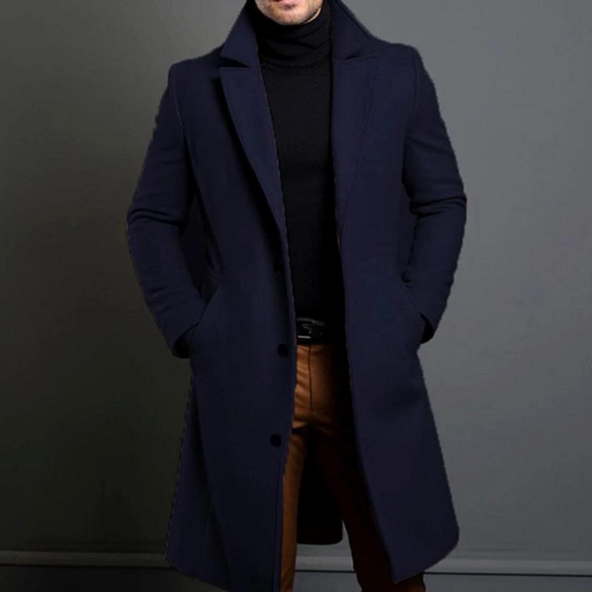 Silas | Men's Slim-Fit Single-Breasted Long Winter Coat