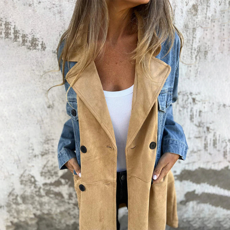 Women's Midi Trench Coat | Contrast Stitching Detail 1