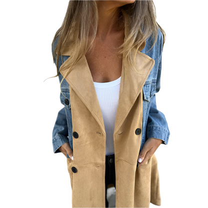 Women's Midi Trench Coat | Contrast Stitching Detail 5