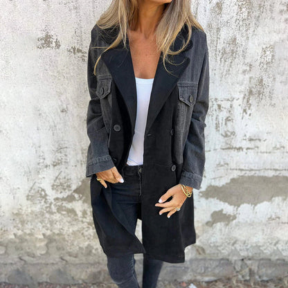 Women's Midi Trench Coat | Contrast Stitching Detail 2